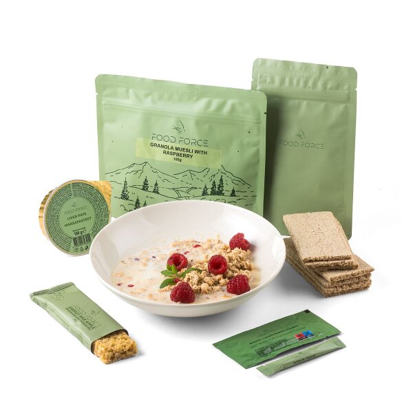 FoodForce Granola-Müsli Frühstücksration Himbeeren