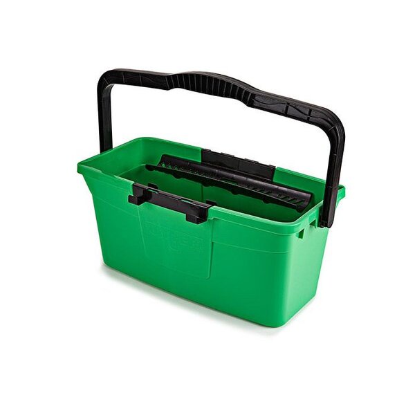 Unger QB12B Glasreinigungseimer mit Ablagen grün 12 L