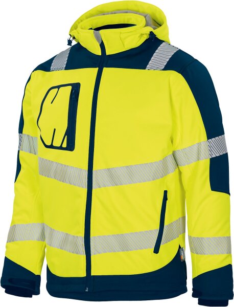 Vizwell Warnschutz-Softshelljacke leuchgelb/marineblau