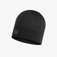 Buff Merino Wool Hat Solid Black - M&uuml;tze 