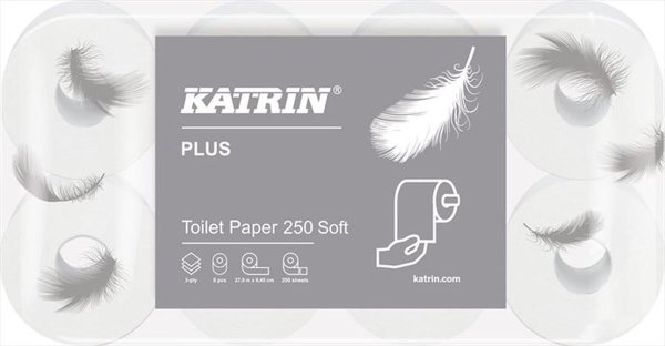 Katrin Plus Toilettenpapier 250 Blatt 9x8 Rollen - Toilettenpapier
