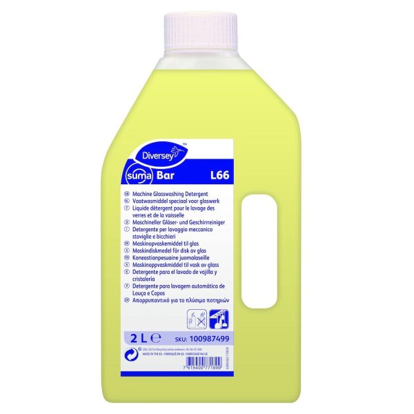 Diversey Suma Bar L66 flüssiger Gläser- und Geschirr-Reiniger - Glasreiniger 6x2 L Kanister