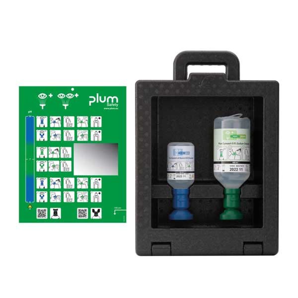 Plum iBox 2 Augenspülwandbox 200ml pH Neutral + 500ml 0,9%/Eyecup - Augenspülung Kombi Box