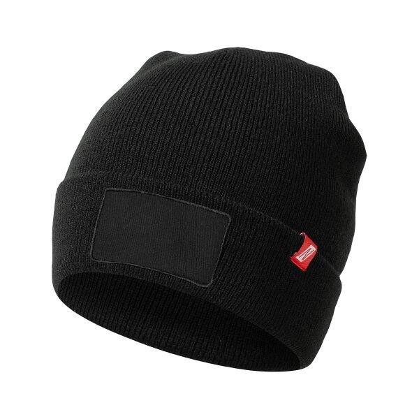 Winter Strickmütze mit Patch- schwarz